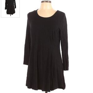 Soma Knit Black Tunic Top Women's Large L Asymmetric Hem 3/4 Sleeve Black EUC